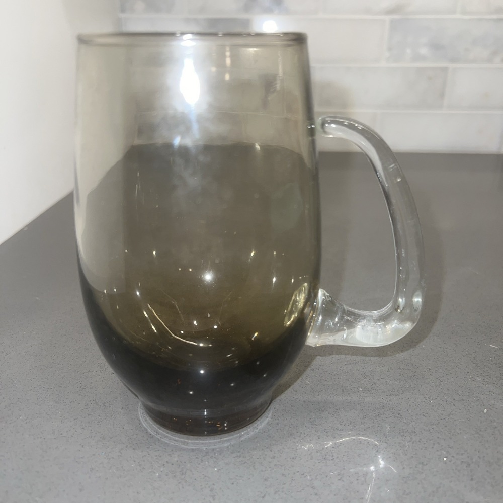Vintage Libbey Tempo Brown Smoke Glass Mug Open Handle